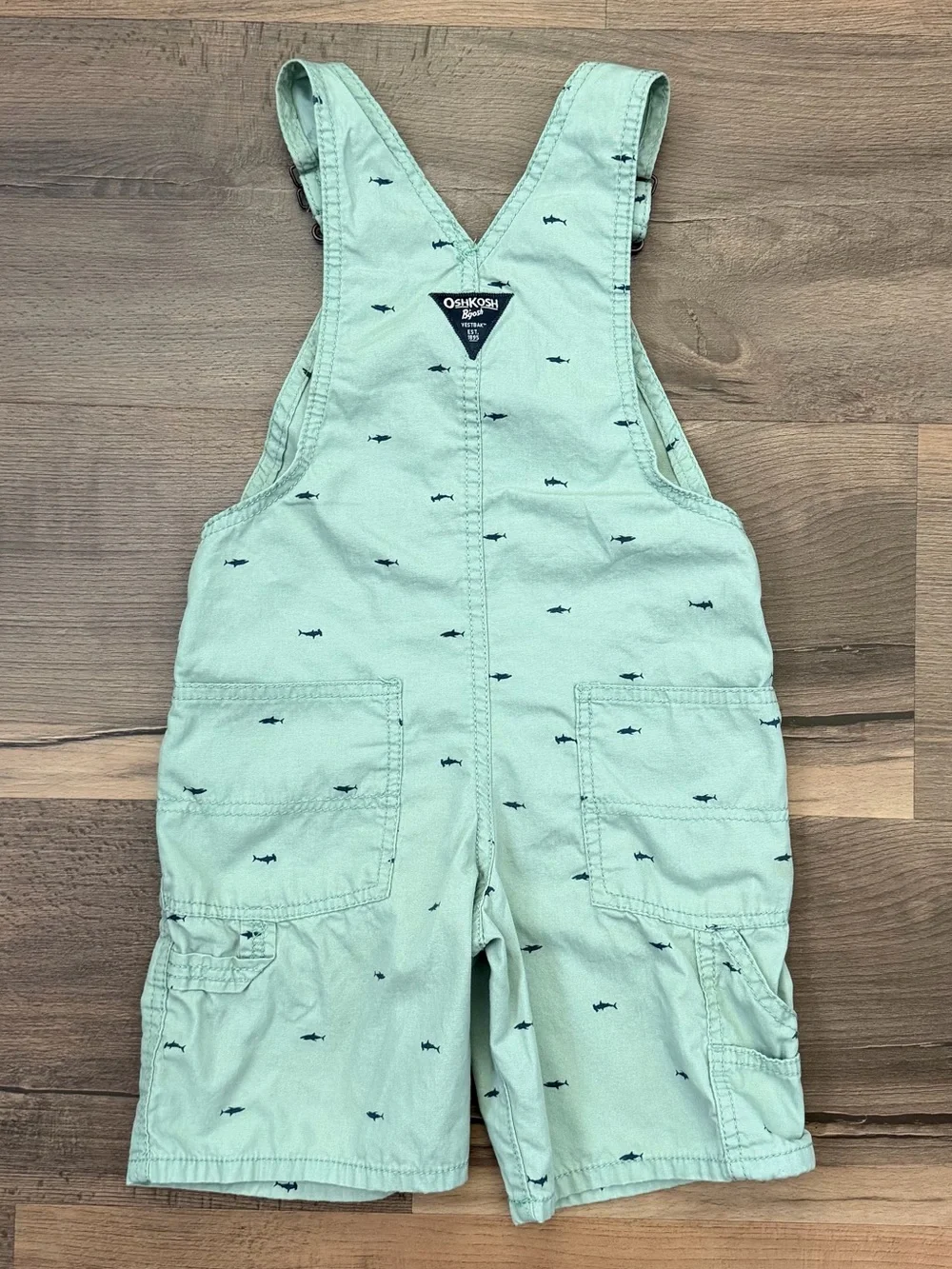OshKosh B'gosh Toddler Mint Green Shark Shortalls Size 5T